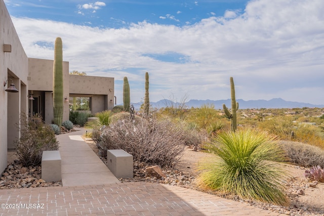 exterior space with a mountain view