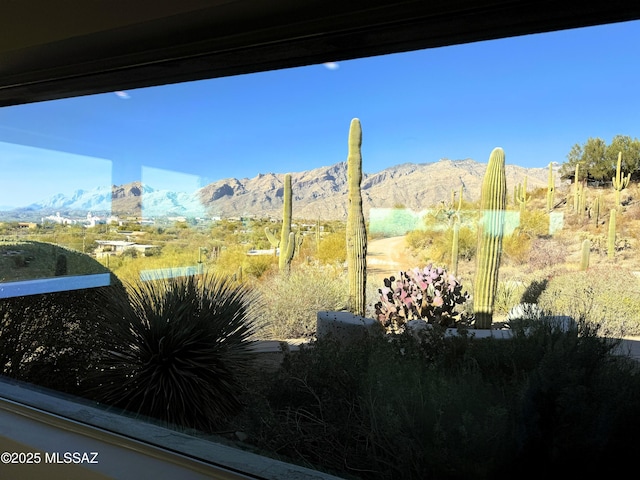 view of yard with a mountain view