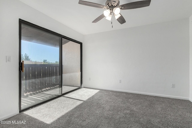 carpeted empty room with ceiling fan