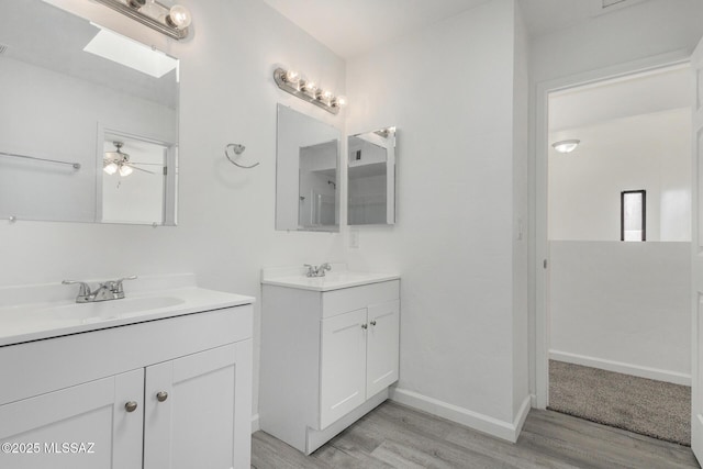 bathroom featuring vanity and hardwood / wood-style flooring