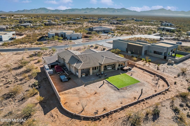 bird's eye view with a mountain view