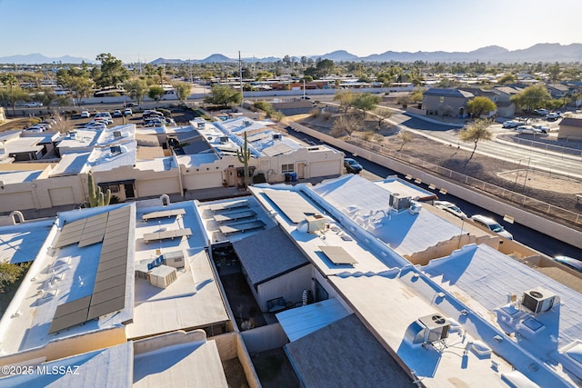 birds eye view of property featuring a residential view and a mountain view