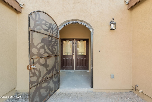 doorway to property with french doors