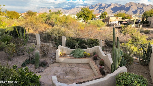 view of yard featuring a mountain view