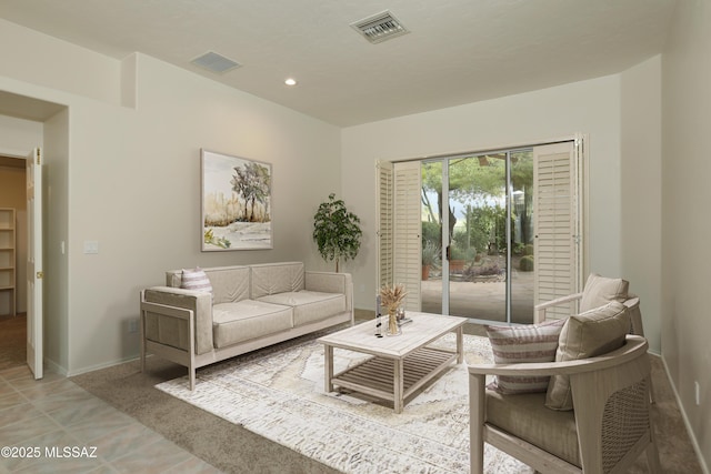 view of tiled living room