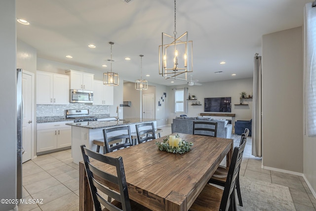 view of tiled dining space