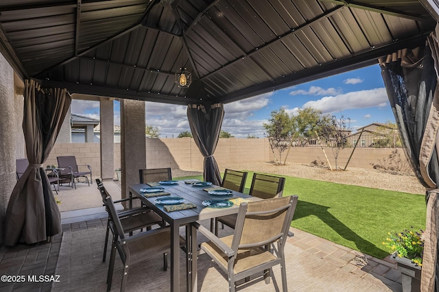 view of patio featuring a gazebo