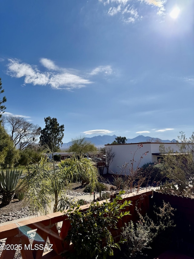 view of yard featuring a mountain view