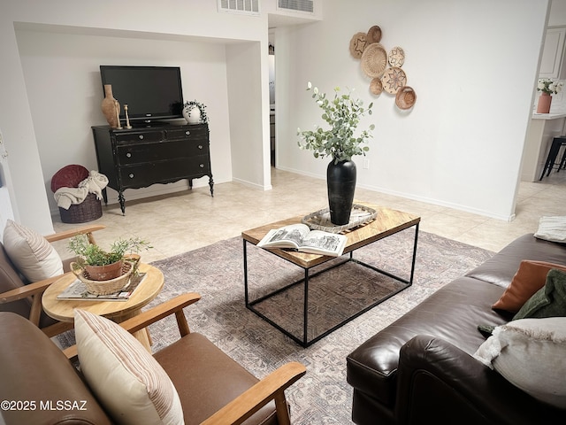 view of tiled living room