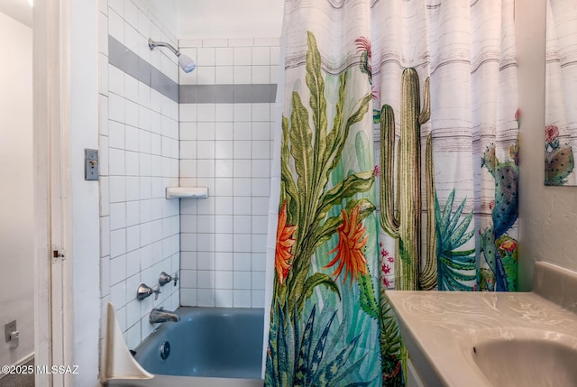 bathroom featuring shower / tub combo with curtain