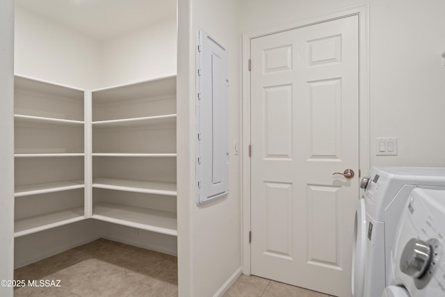 pantry with washing machine and dryer