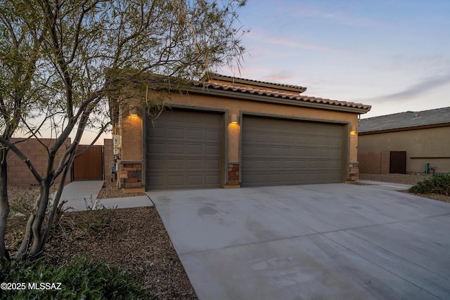 exterior space with a garage