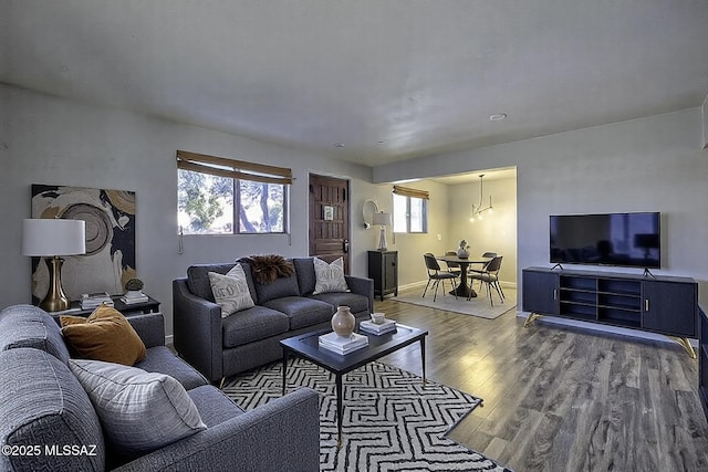 living room with wood-type flooring