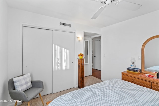 bedroom with a closet and ceiling fan