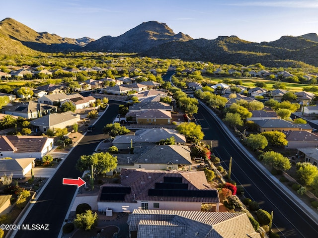 drone / aerial view with a mountain view