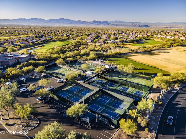 drone / aerial view featuring a mountain view