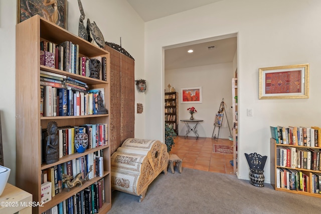 sitting room with carpet