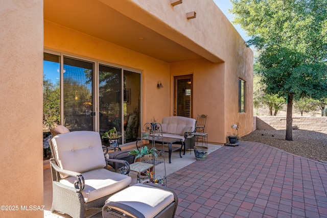 view of patio featuring an outdoor hangout area