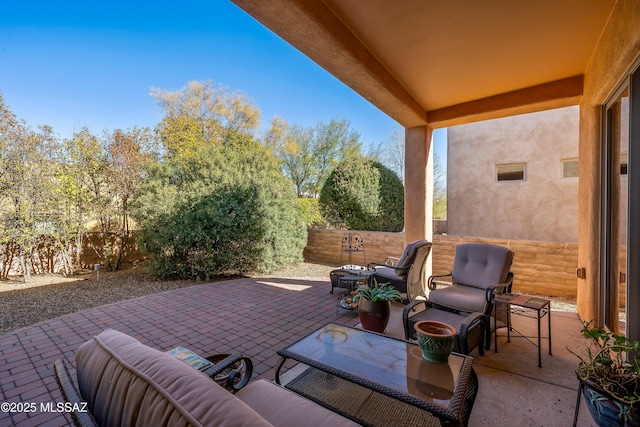 view of patio with an outdoor living space