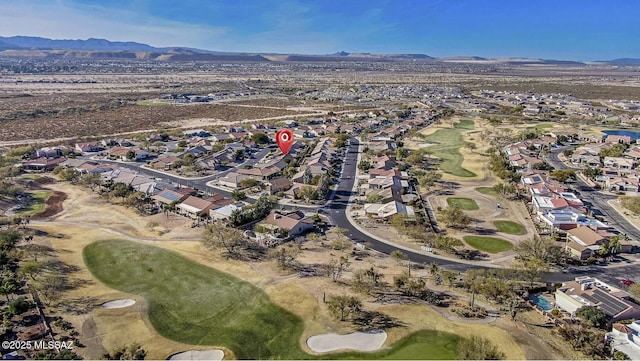 drone / aerial view featuring a mountain view