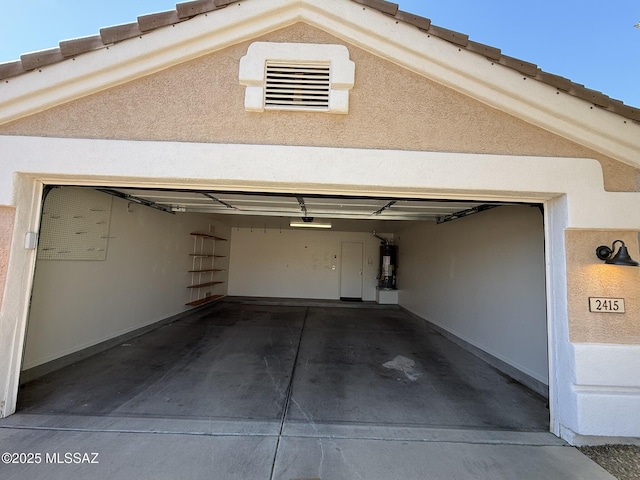 garage with water heater