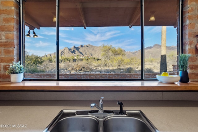 room details featuring a mountain view and a sink