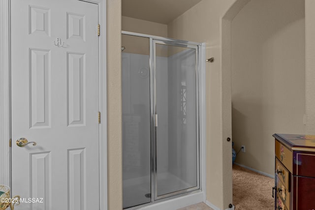 2578 W Mystic Mountain Dr, Tucson, AZ 85742 - bathroom featuring a stall shower, vanity, and baseboards