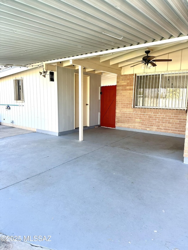 view of patio with ceiling fan