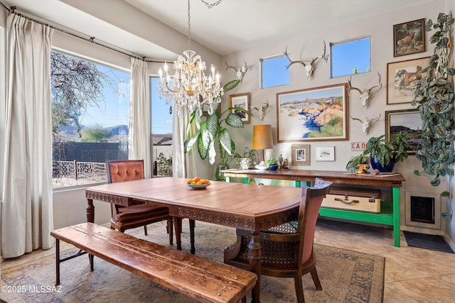 dining room with an inviting chandelier