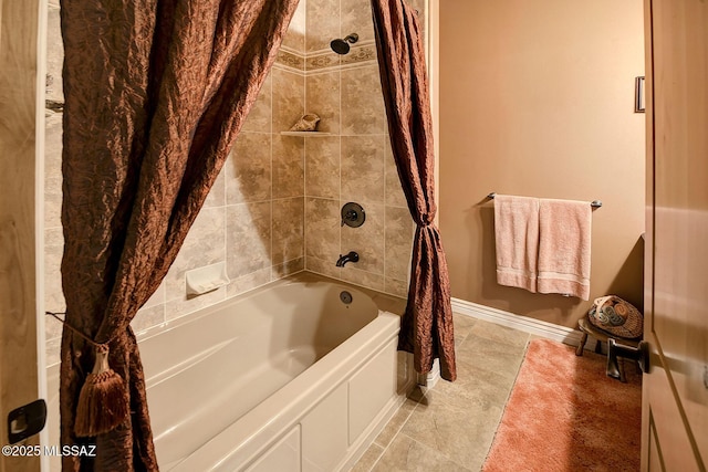 bathroom featuring shower / tub combo with curtain