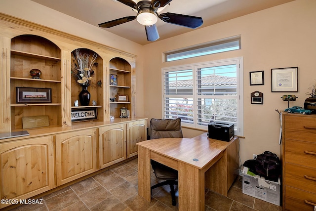 office featuring ceiling fan