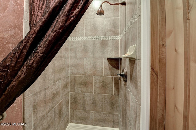 bathroom featuring a shower with curtain