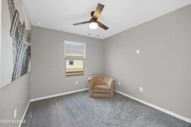 unfurnished room featuring carpet and ceiling fan