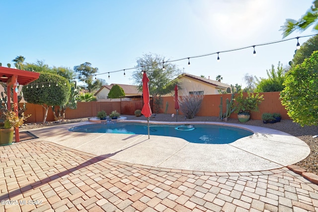 view of swimming pool with a patio area