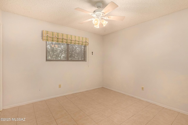 spare room with ceiling fan and a textured ceiling