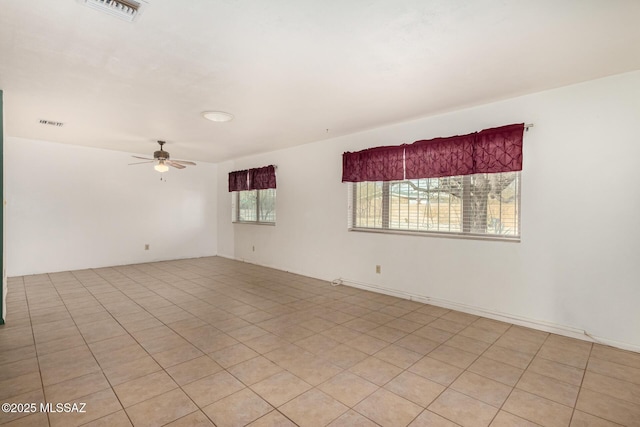 unfurnished room with ceiling fan