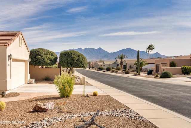 view of street with a mountain view