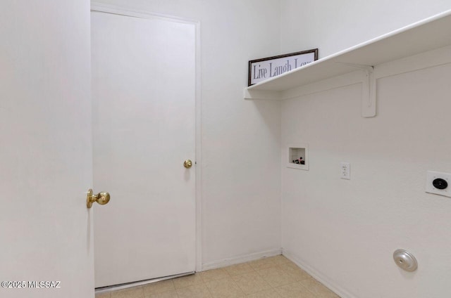 clothes washing area featuring washer hookup and hookup for an electric dryer