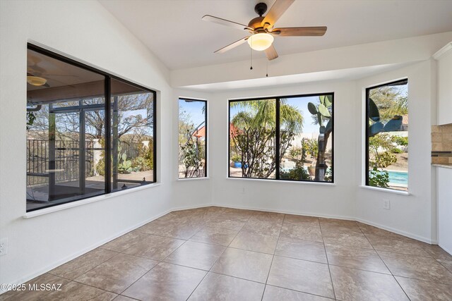 interior space featuring ceiling fan