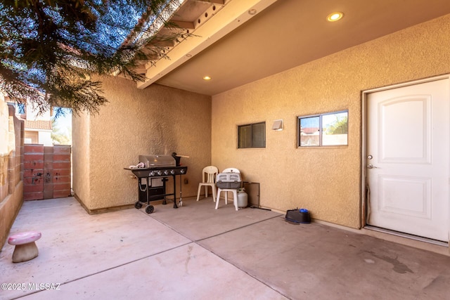 view of patio / terrace featuring a grill