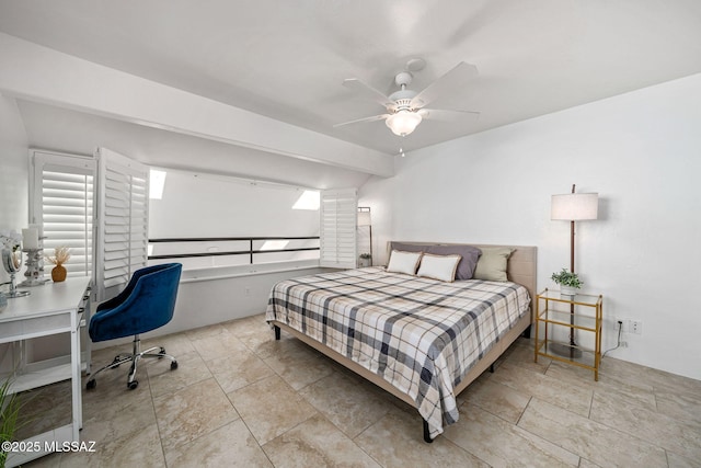 bedroom featuring ceiling fan