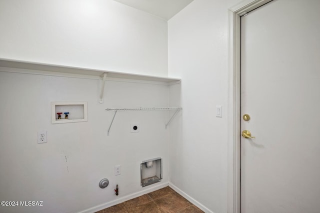 laundry room with hookup for a gas dryer, hookup for a washing machine, and hookup for an electric dryer