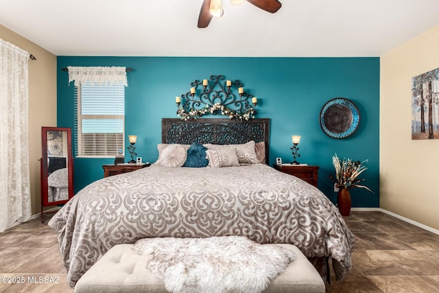 bedroom featuring ceiling fan