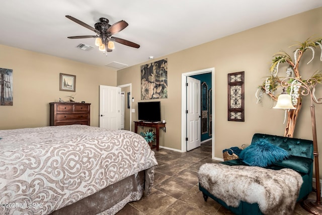 bedroom featuring ceiling fan