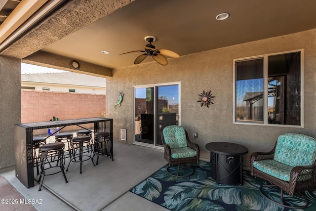 view of patio / terrace with ceiling fan