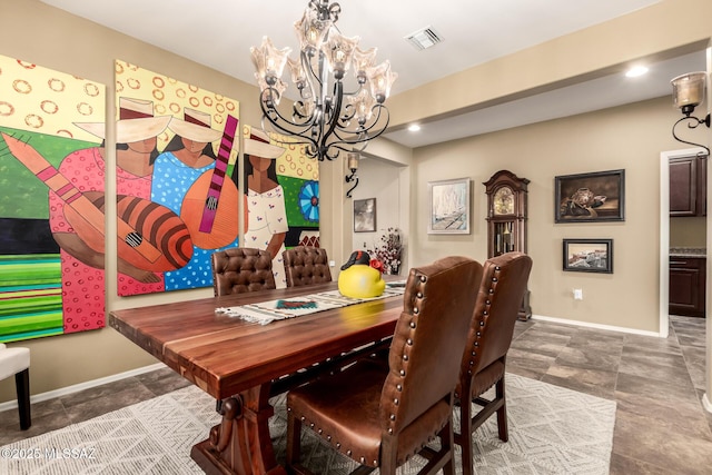 dining area with a chandelier