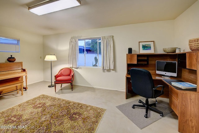 home office featuring baseboards