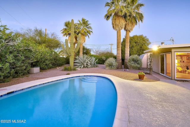 outdoor pool featuring a patio area