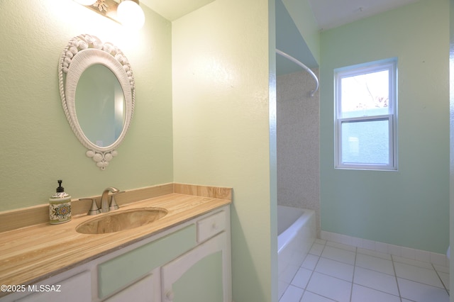 bathroom with vanity and tile patterned floors