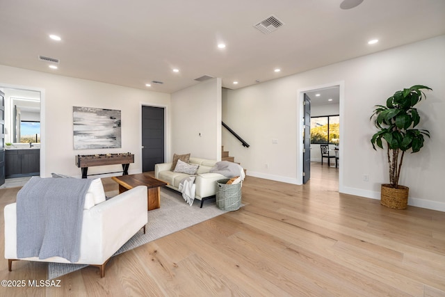 living room featuring light hardwood / wood-style flooring